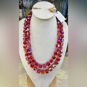 Brand New🎀Natasha Couture Radiant Pink Beaded Necklace
